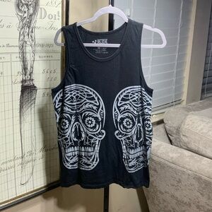 RUDE Black and Gray Skull Tank Top